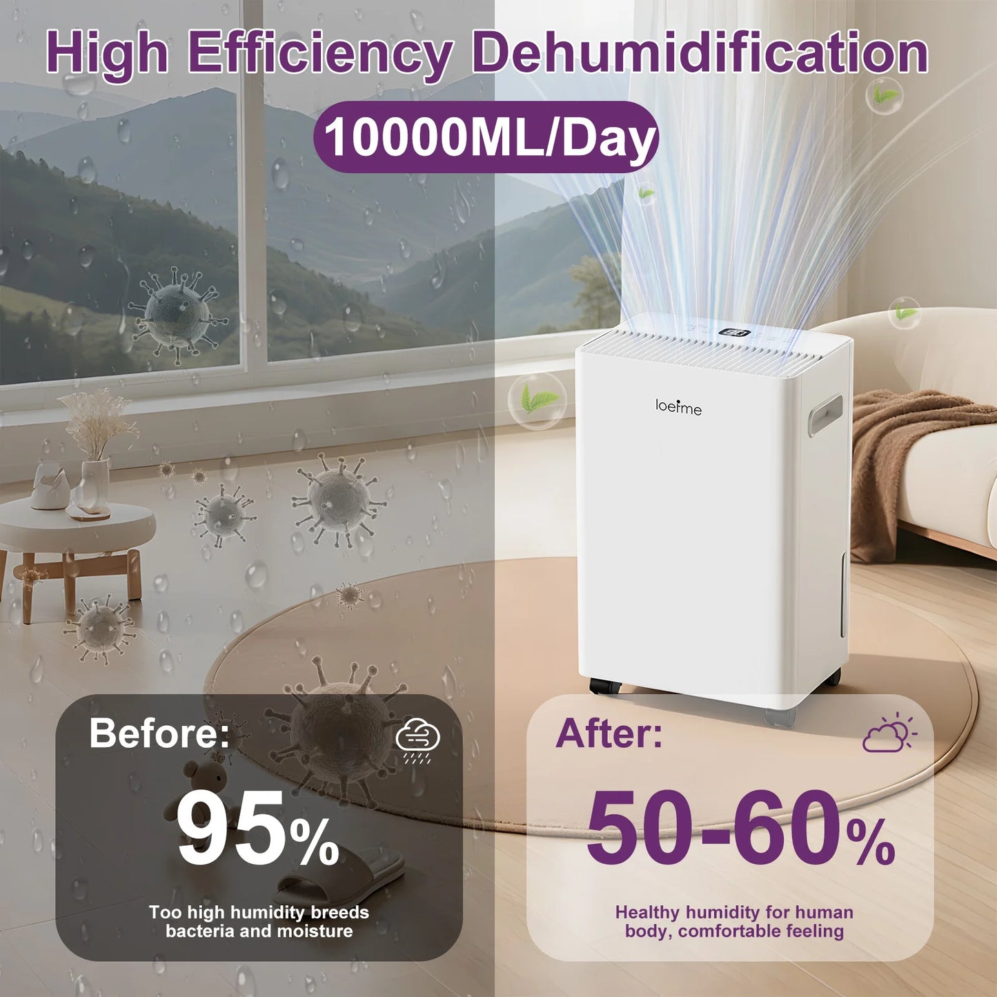 Déshumidificateur 10L/Jour — Compact & Silencieux