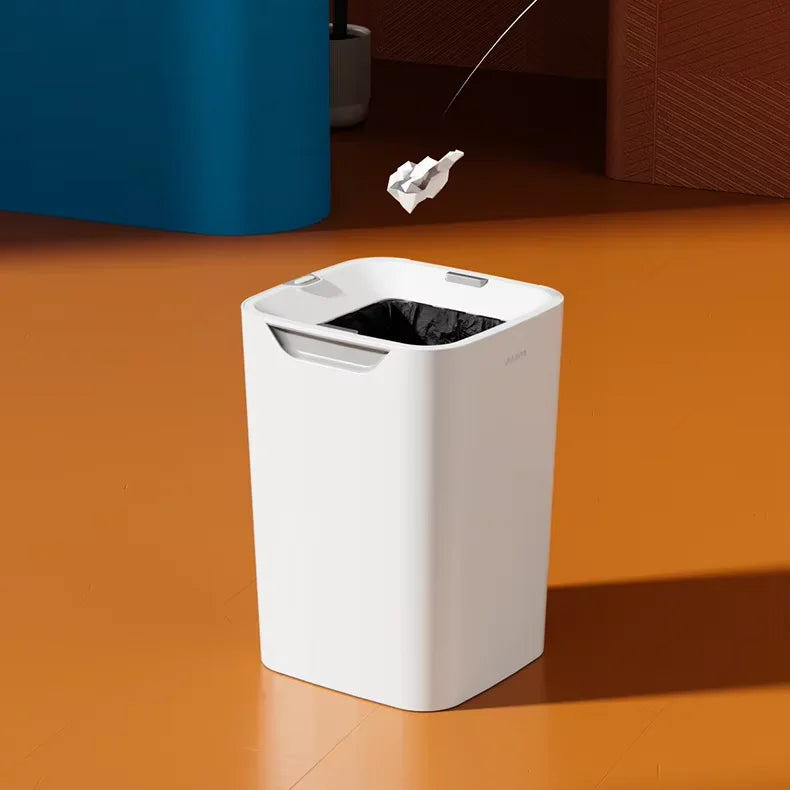 High-grade 16L White Automatic Trash Can, Open Mouth Design, Rechargeable, Auto Sealing, Suitable for Kitchen Living Room Office
