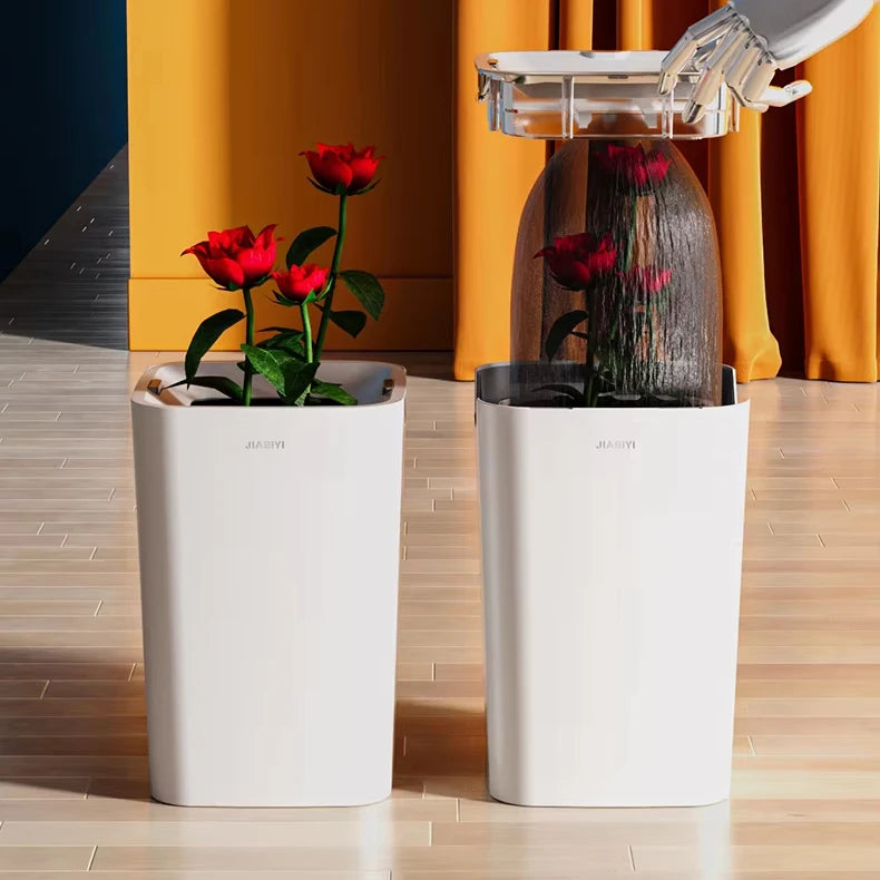 High-grade 16L White Automatic Trash Can, Open Mouth Design, Rechargeable, Auto Sealing, Suitable for Kitchen Living Room Office