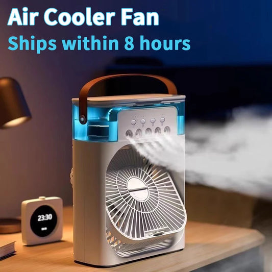Refroidisseur d'Air 3-en-1 — Ventilateur, Humidificateur & Veilleuse LED