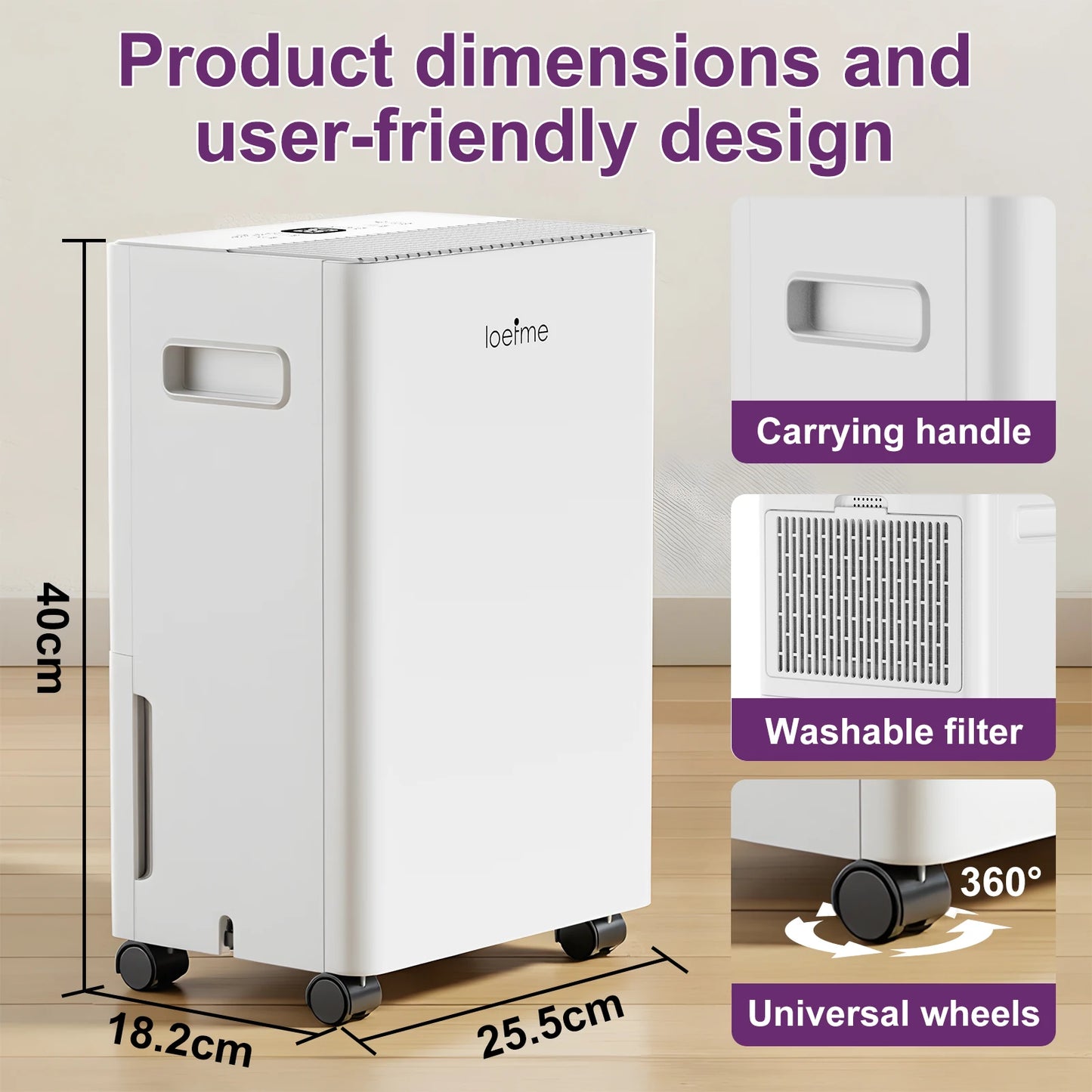 Déshumidificateur 10L/Jour — Compact & Silencieux