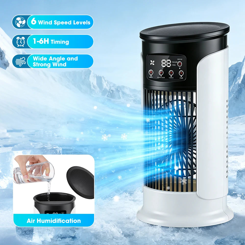 Refroidisseur d'Air Portable 3-en-1 — 6 Vitesses, Humidificateur & Ventilateur