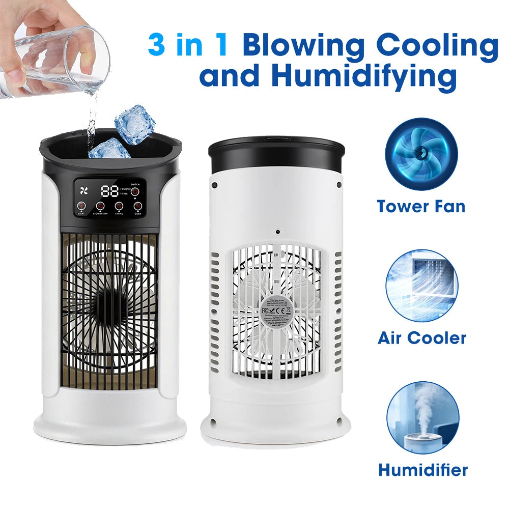 Refroidisseur d'Air Portable 3-en-1 — 6 Vitesses, Humidificateur & Ventilateur