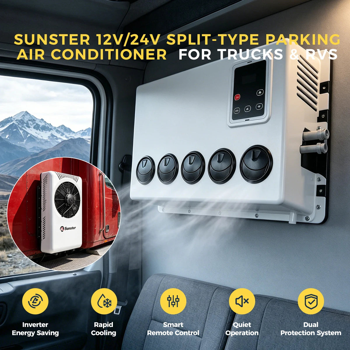 Climatiseur de Parking 12V/24V — Refroidissement Rapide & Économie d'Énergie